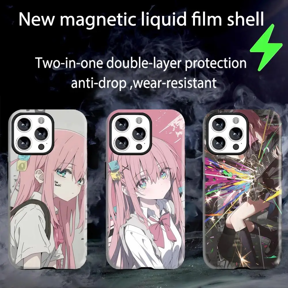 Чехол для телефона Bocchi the Rock Hitori Goto с магнитной глянцевой оболочкой 2-в-1 для iPhone 17 16 e 15 14 13 12 11 Pro Max Plus mini XS