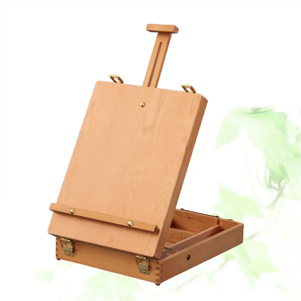 Adjustable Wooden Table Easel Box for Canvas Painting – Portable French-Style Drawing Stand with Storage