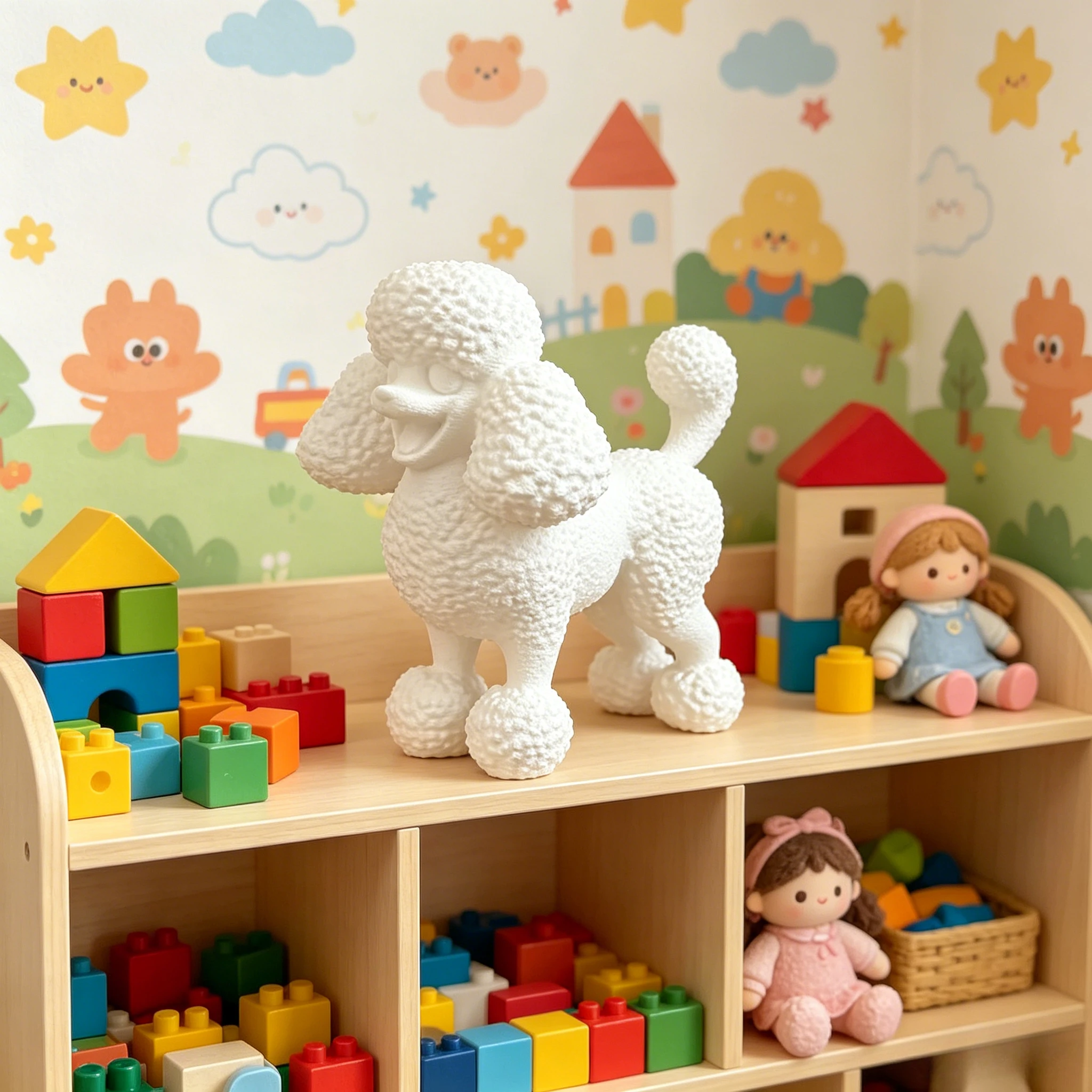 Newest 3D Poodle Dog Figurine Mini White Resin Puppy Statue Small Animal Desktop Ornament for Bookshelf Table Home Decor