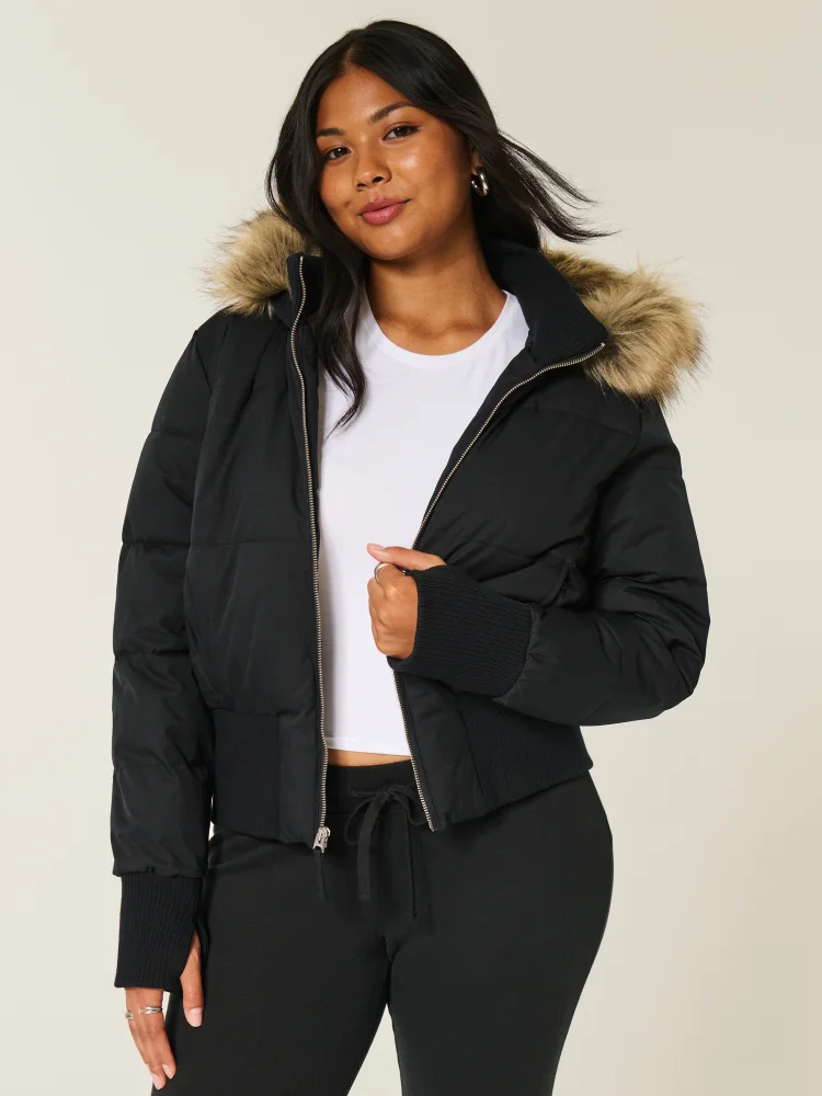 

Women Winter Thickened Short down Cotton Jackets Fur Collar Waist-Cinching Hooded Coat Long Sleeve Regular Type Cottonwear