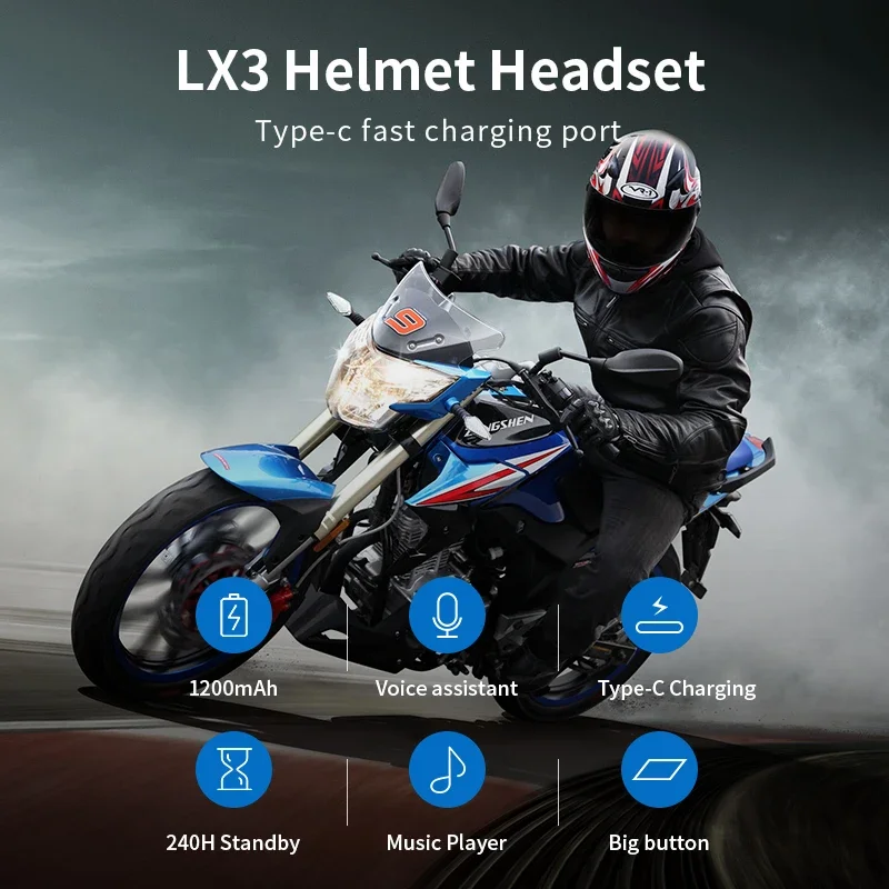 Motorcycle Earphones Helmet Headset Bluetooth 5.0 Headphones Wireless Motor Headset Bike Earphone Handsfree Stereo Earbud