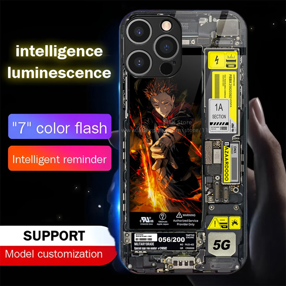 

Популярный чехол для телефона со светодиодной подсветкой в стиле панк, светящаяся задняя крышка для iPhone 16 E 15 14 13 12 11 Pro Max X XR XS 7 8 Plus SE