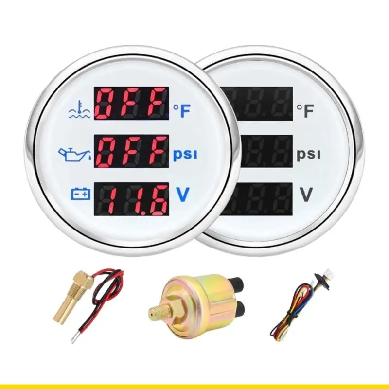SZCH 52mm Alloy Digital Oil Pressure Monitor Water Temperature Meter Clear LCD Screen Suitable For Various Vehicles