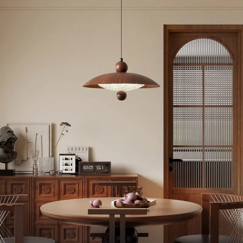 Spherical Walnut Brown Iron Ceiling Lamp Saucer Shade Cracked Acrylic Flush Light For Entryway Bedroom Aisle Home Lighting