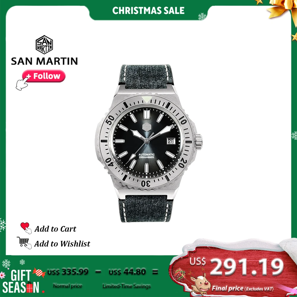 

San Martin 42mm Luxury Diver Watch PT5000 Automatic Mechanical Watches for Men With Sapphire 316L Stainless Steel 20Bar SN0055