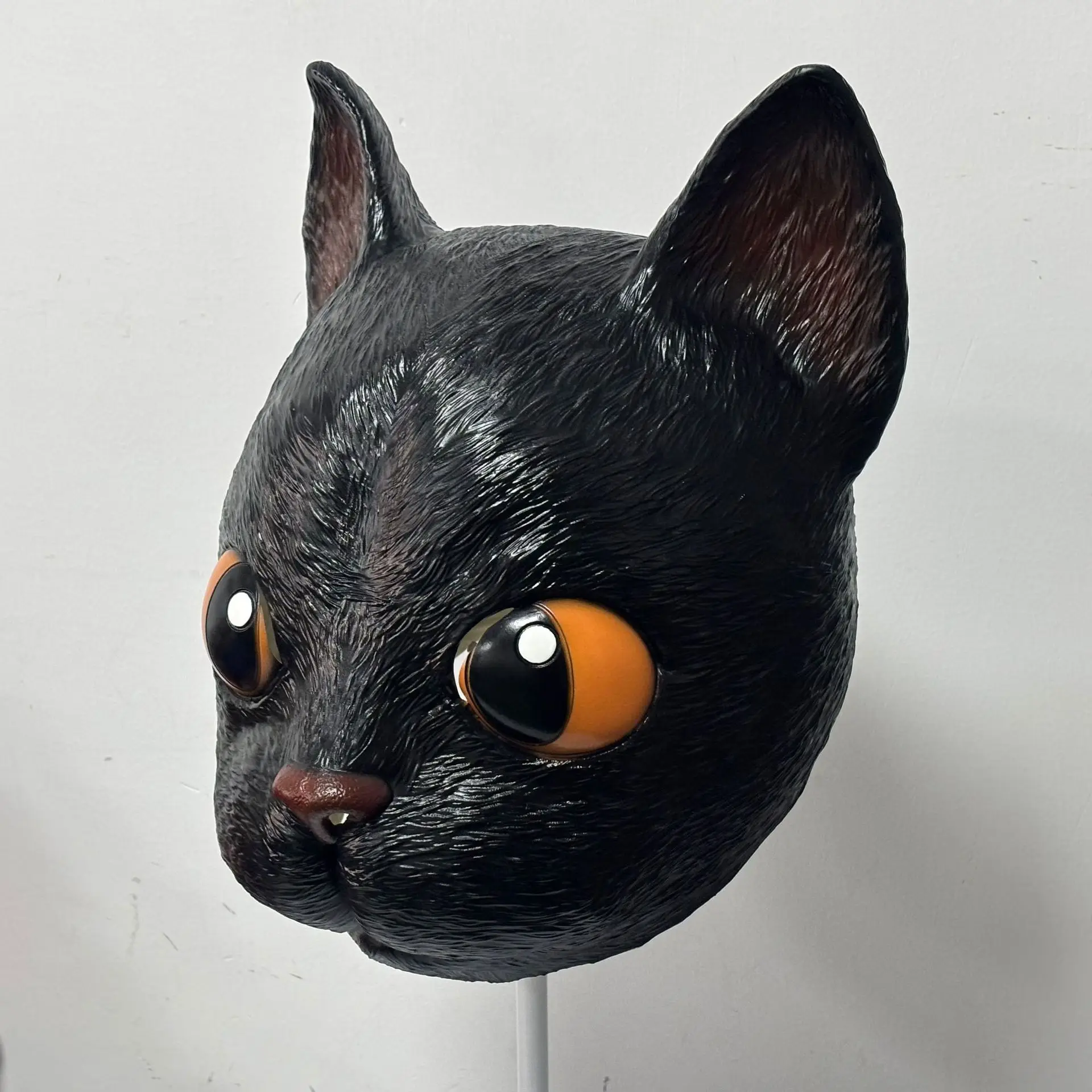 Schwarze Katze Ganzkopf-Latexmaske Realistische Tierkopfmaske Halloween Cosplay Party Kostüm-Requisite für Erwachsene – Detail 6