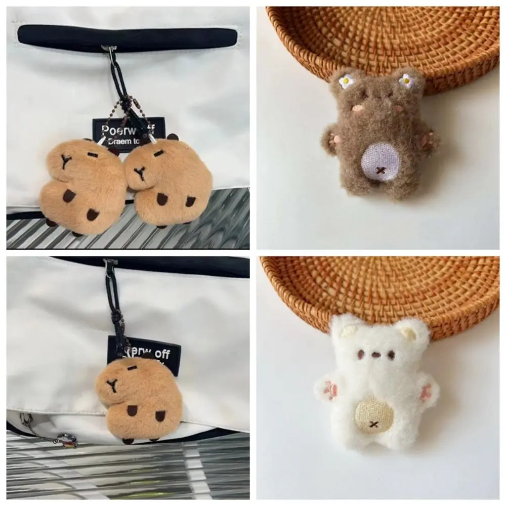 Creative Soft Squeeze Bear Plush Keychain Plush Stuffed Toys Squeak Bear Pendant Cartoon Keyring Plush Stuffed Toys Unisex