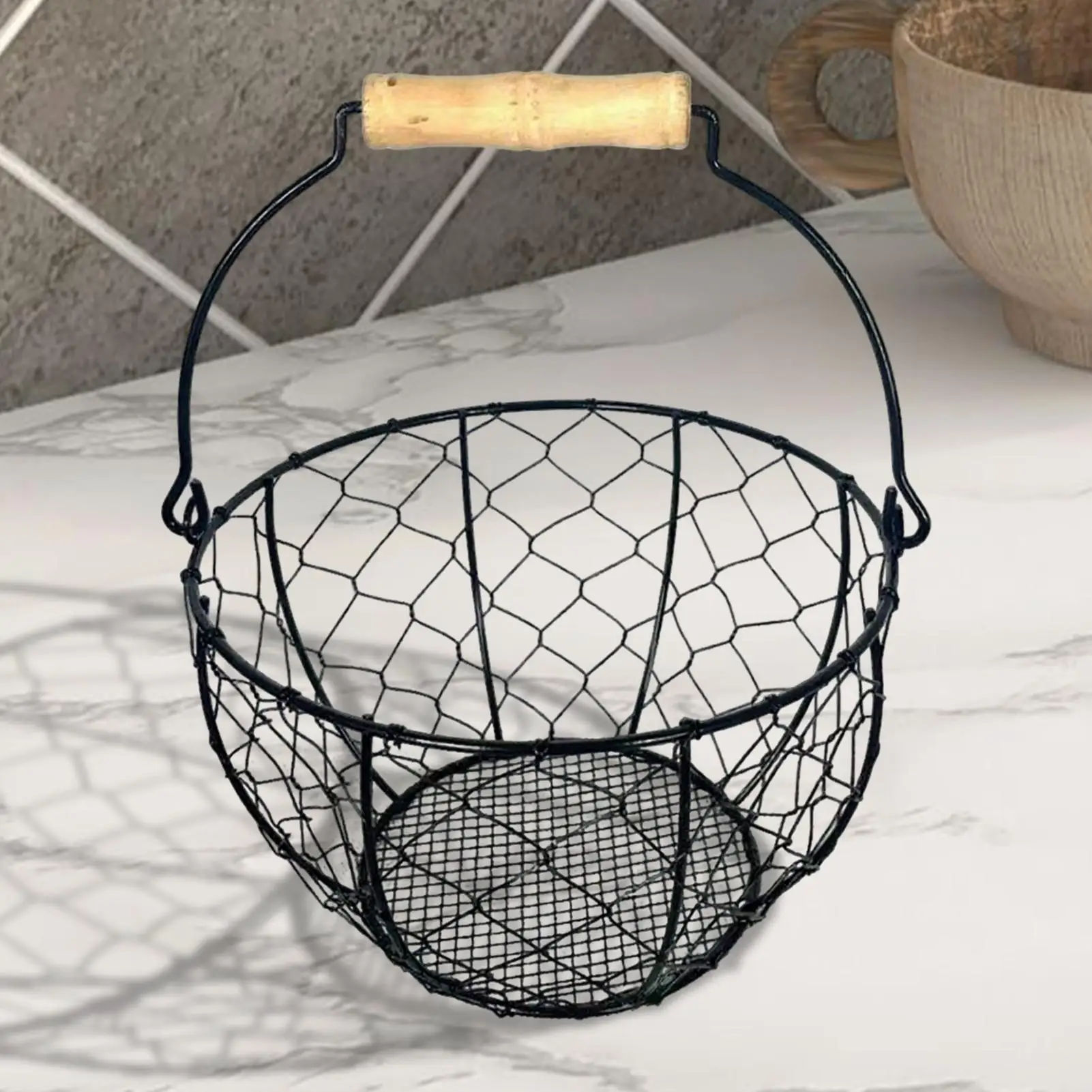 

Корзина для яиц, органайзер для хранения из железной проволоки с ручкой, корзина для сбора яиц, столешница для хранения для кухни, кладовой, организация дома