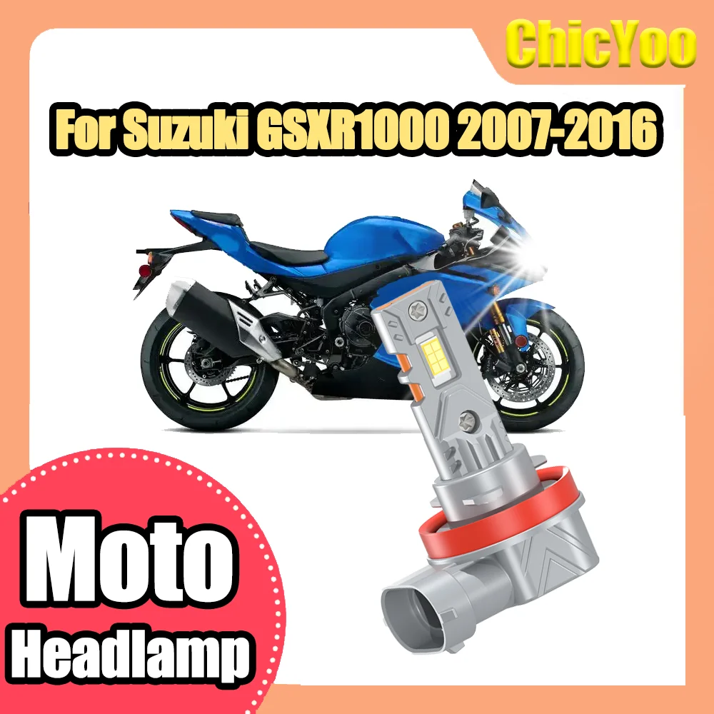 1PCS LED Motorcycle Front Light 6000K Super White H11 H8 H9 Moto Headlamp Plug and Play 12V 24V For Suzuki GSXR1000 2007-2016