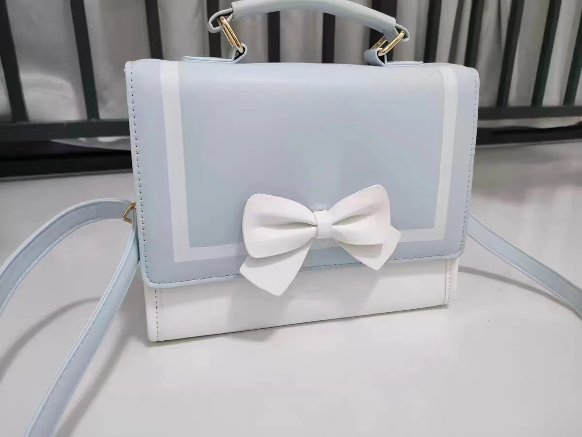 JIAERDI Sweet Bow Lolita Messenger Bag Women 2023 Transparent Leather Jk Crossbody Bags Female Harajuku Cute Y2k Bags Handbag