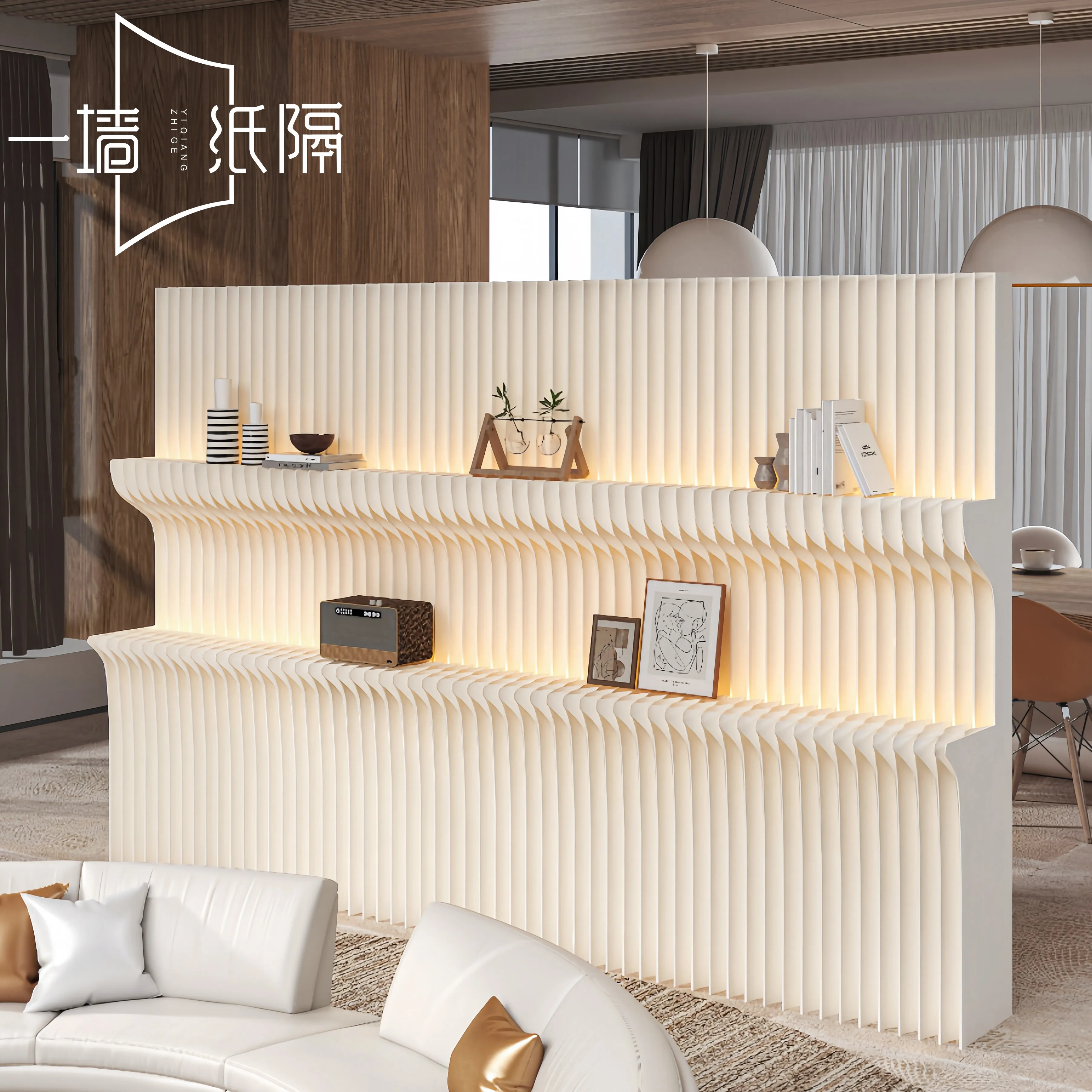 Paper screen partition false wall storage booth wall luminous office partition baffle bedroom partition