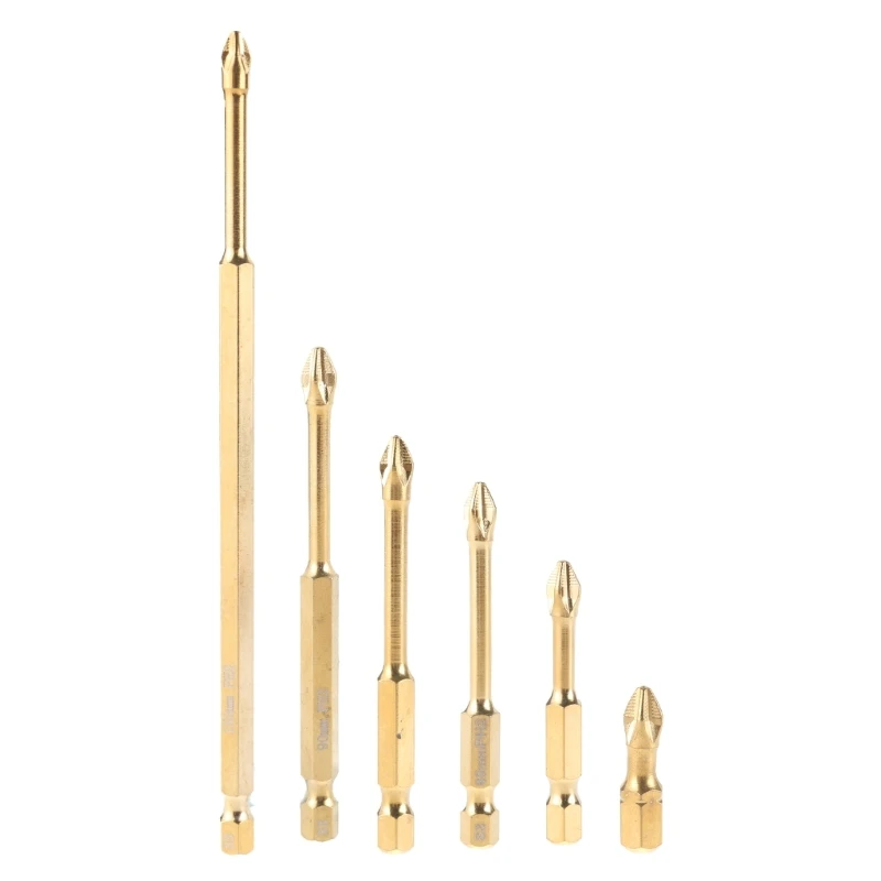 Gold Titaniums Coated Screwdriver Bit Set 25-150mm Shank Electric Drill PH00 PH0 PH1 PH2