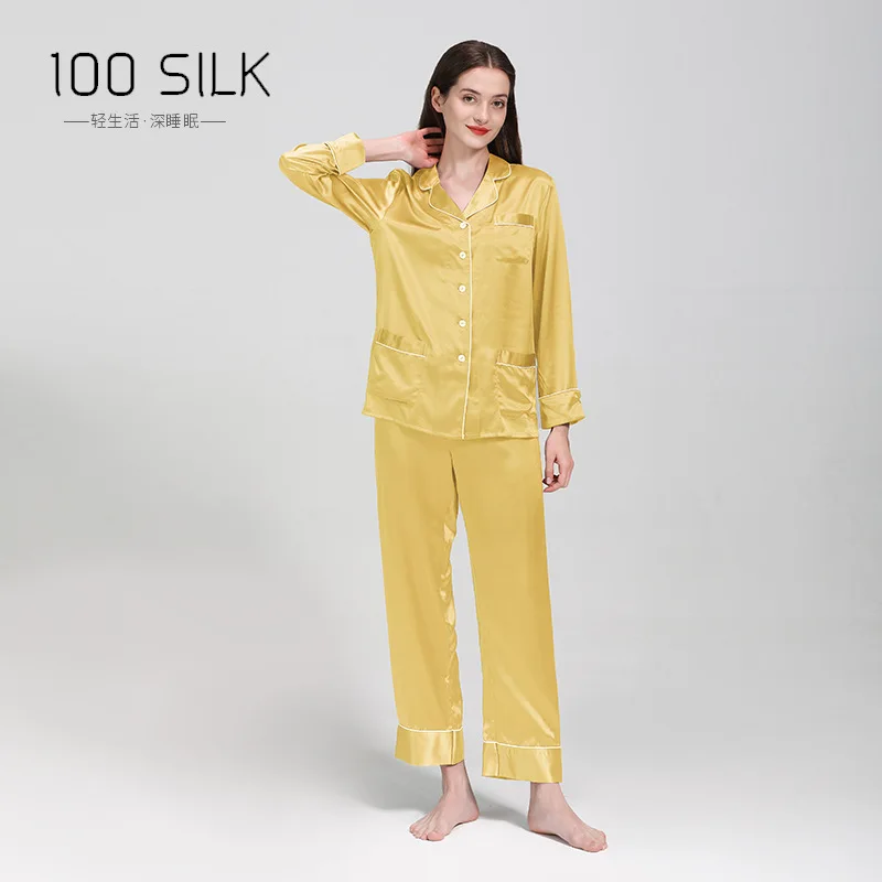 

Новая тяжелая шелковая пижама 25Momme, женский домашний костюм для отдыха