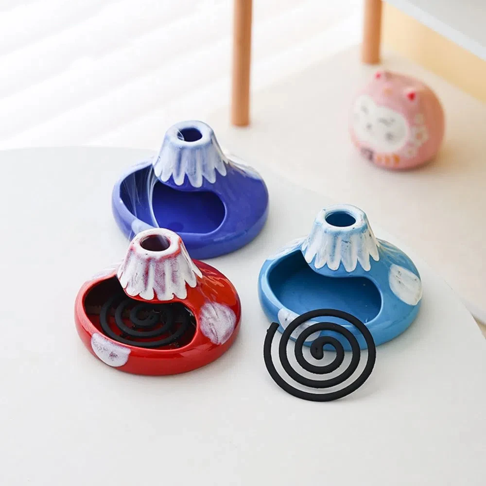 

Ceramic Volcanic Shape Mosquito Incense Rack Fire-resistant Windproof Ceramic Incense Burner Portable Anti Scalding Holder