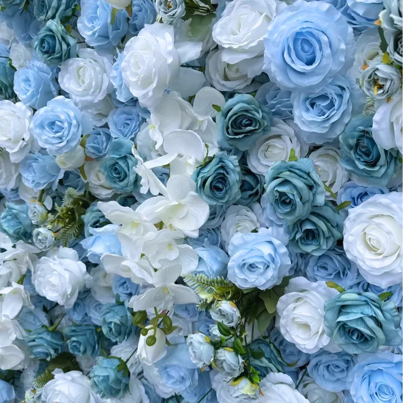 Customizable 8 Ft X 8ft Artificial Flower Panels Blue Flower Wall  Backdrops for Stage Party Birthday Events Photo Background