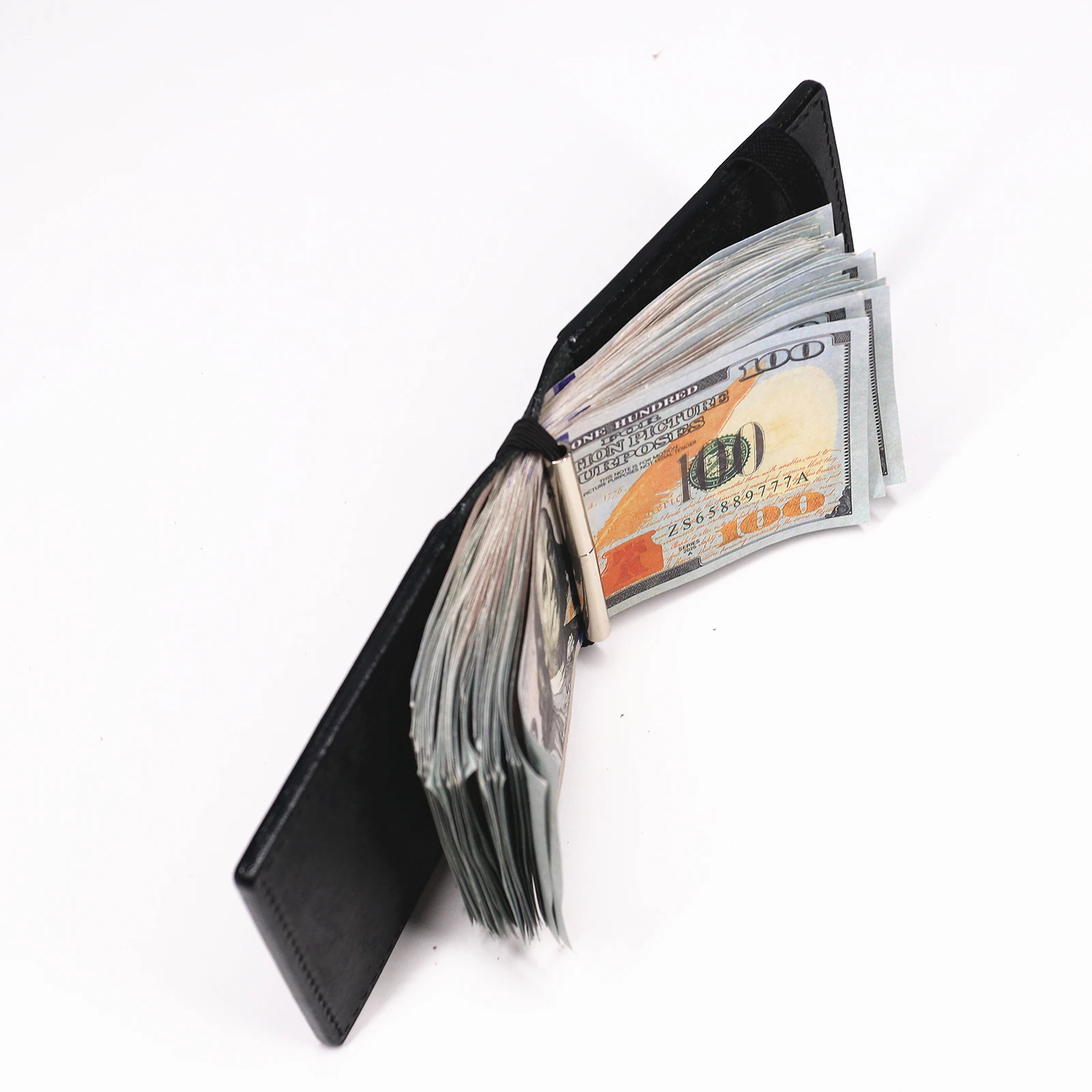 100 % echtes Leder, Geldbörse mit Magnetverschluss, schlanke Bifold-Geldbörse für Herren, Geldscheinklammer-Organizer mit Kartenhalter. – Detail 23