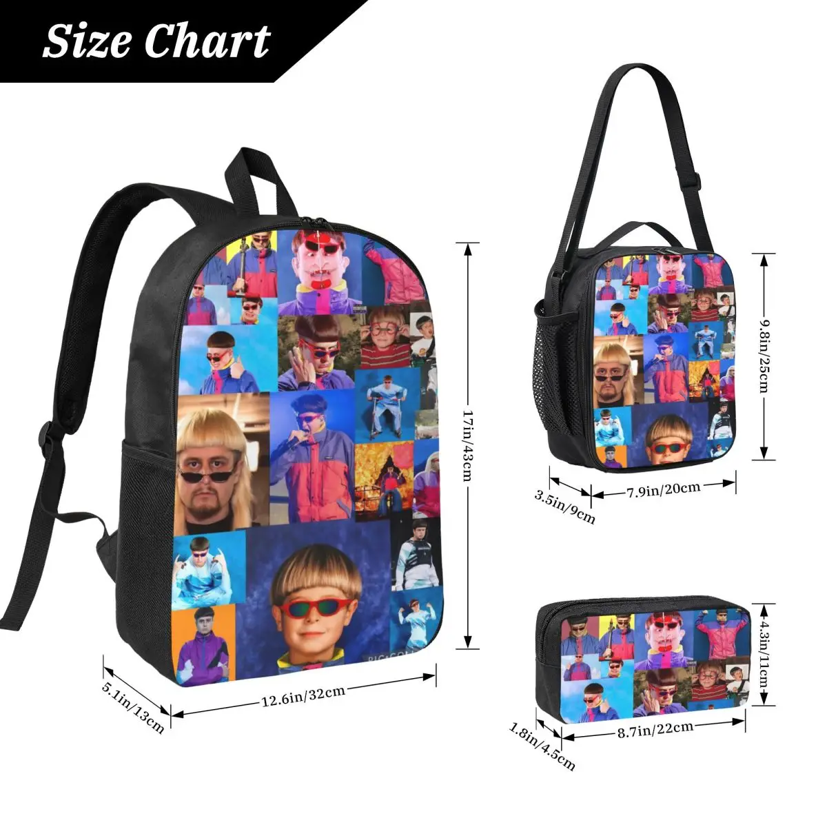 3Pcs RIP Oliver Tree 1993-2026 Backpack Set for Children Pencil Boxes Bookbag Sets with Lunch Box For School Students Daypack