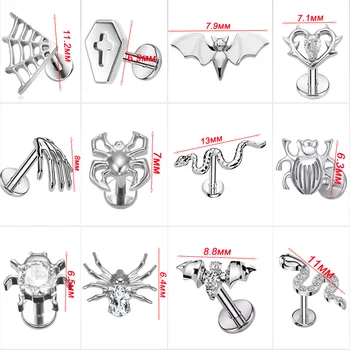 PUTITUP官方F136鈦合金哥德風耳環套裝 時尚耳骨穿孔唇釘 萬聖節穿孔飾品 10 最佳銷售 歌德式穿孔 - №7