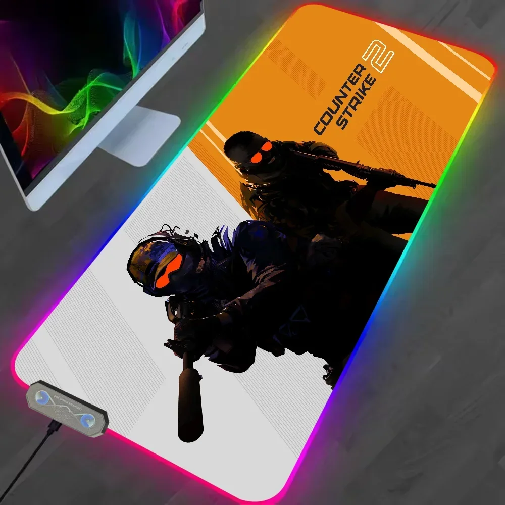 Hot Game Counter-Strike 2 For Rgb Mouse Pad Xxl Steelseries Laptop Mat Gaming Mousepad Backlit Keyboard