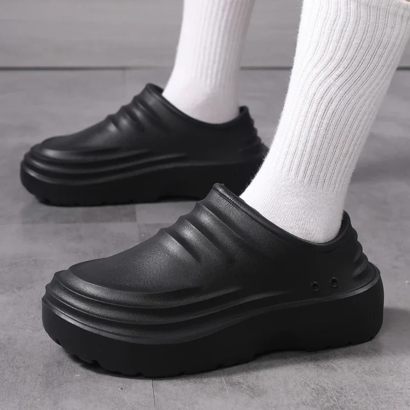 Men's One-Piece Eva Thick-Soled Closed-Toe Work Shoes Slip-On Chef Kitchen Garden Work Shoes 2026 New Men Shoes Plus Size
