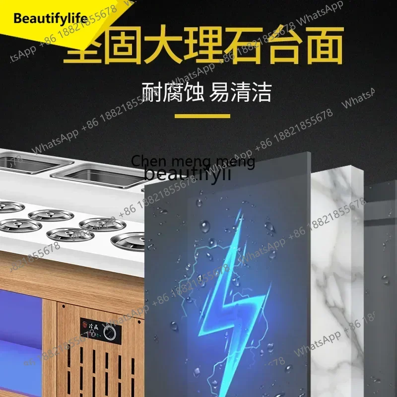 ss 8617  Hot pot restaurant self-service seasoning Taiwan commercial quartz stone refrigerated dipping table