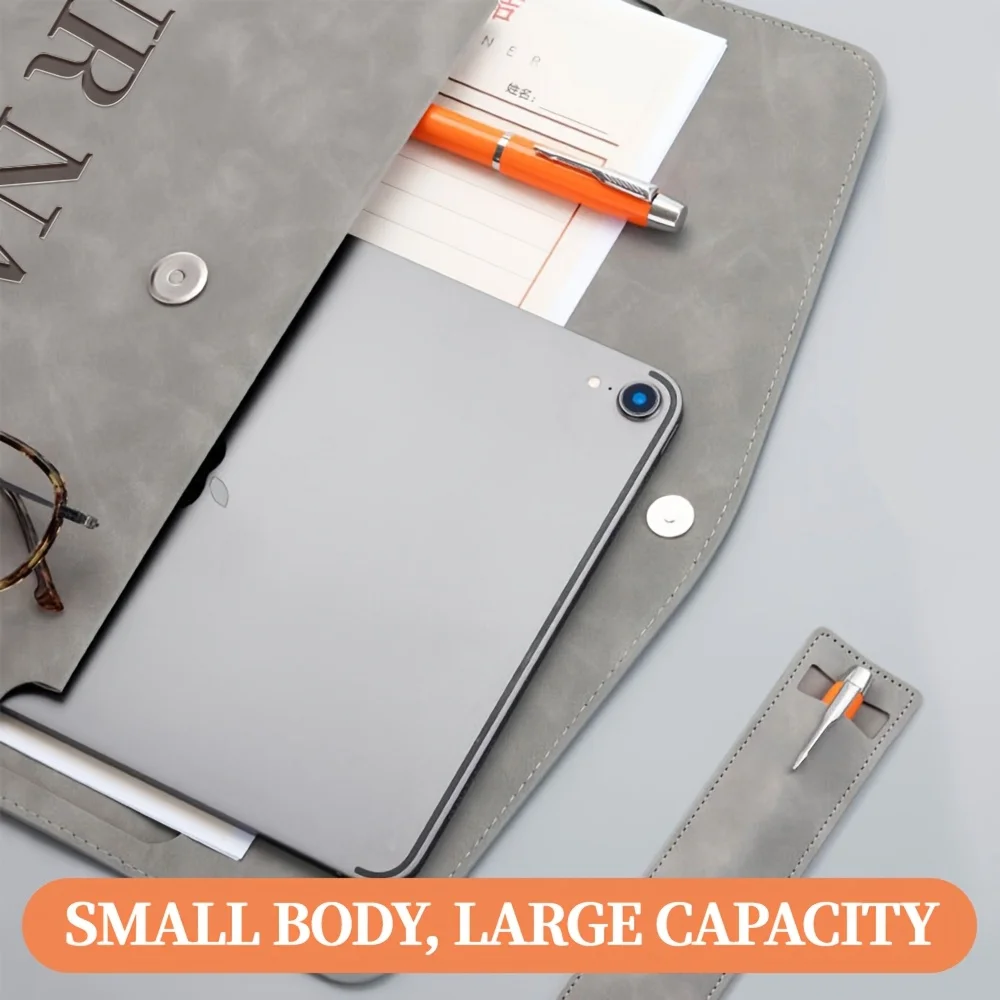 Personalized PU Leather A4 File Folder Custom Name Magnetic Closure File Bag Waterproof Document Laptop Bag for Office School