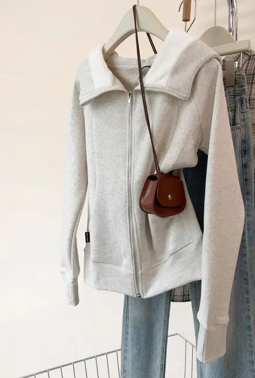 

Spring/Summer Women's Slimming Hoodie Fashion Street Zipper Detail Comfortable Fit Casual Wear