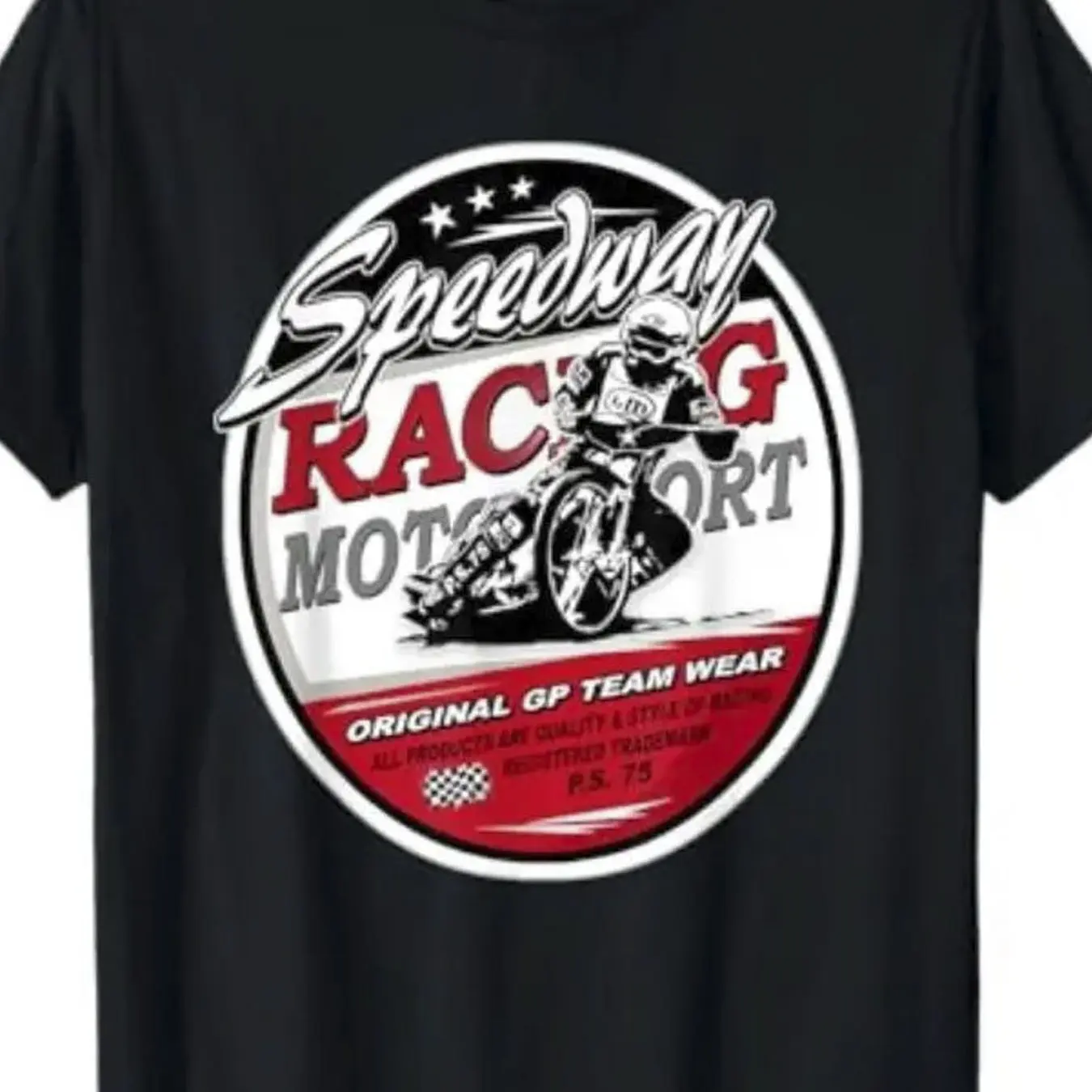 

Men's Motorcycle Track Pattern T-Shirt - Black Casual Crew Neck Short Sleeve T-Shirt Printed with "RACING" Loose Version