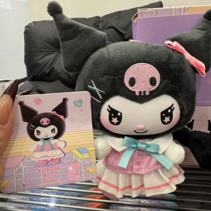 Novo genuíno kuromi escola vida série caixa cega kawaii saco pingentes adorável na moda brinquedos kuromi caixa mistério bonito modelo bonecas presentes