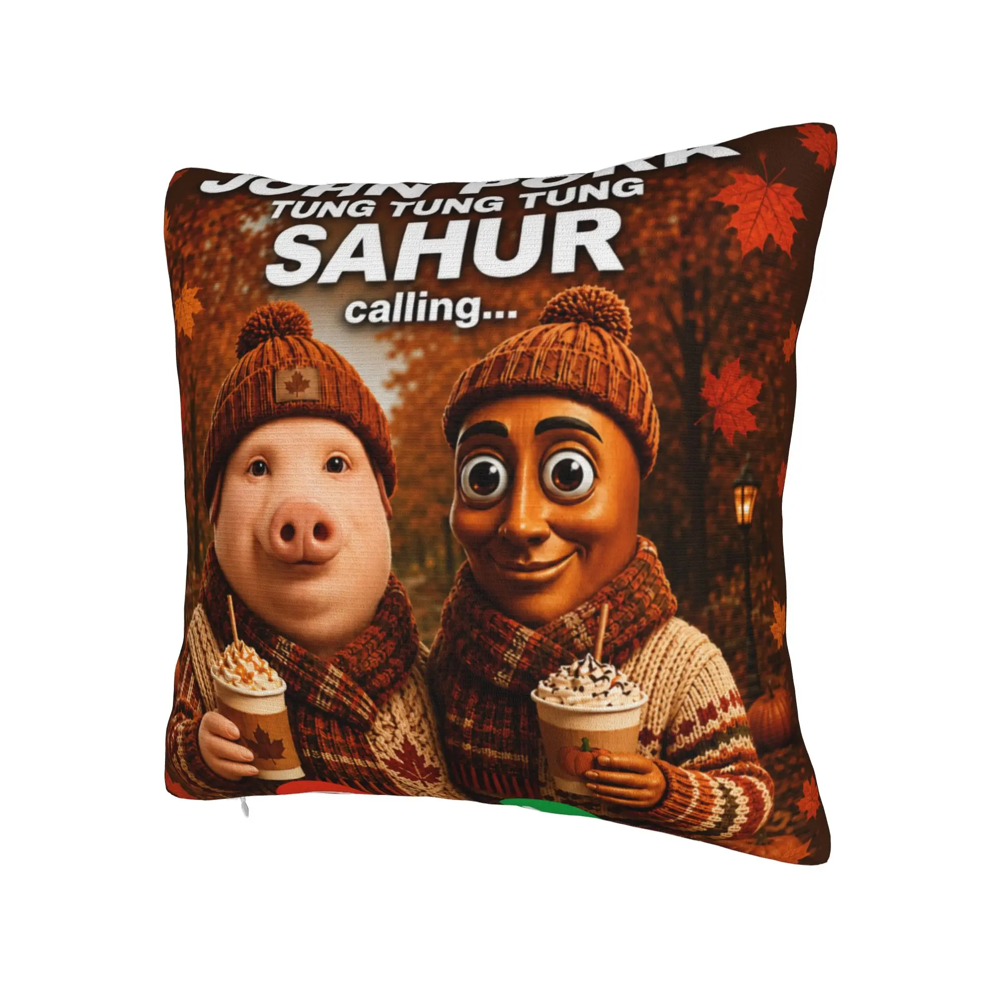 John Pork Tung Sahur Brainrot Meme Pillow Cover Stuff Printing Cushion Cover Decoration  Throw Pillow Case Cover Car Multi Size
