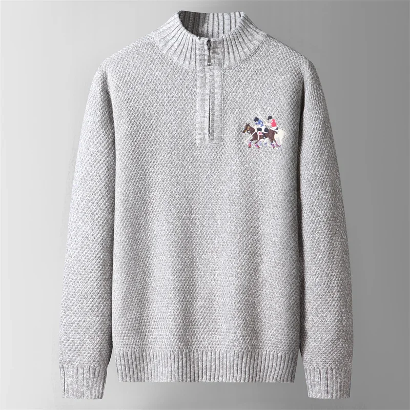 2025 Half Zipper Pullovers Man Clothing Autumn Knitted Knitwear Mens Sweater Outwear Pattern Embroidery Mans Clothes Sweater For