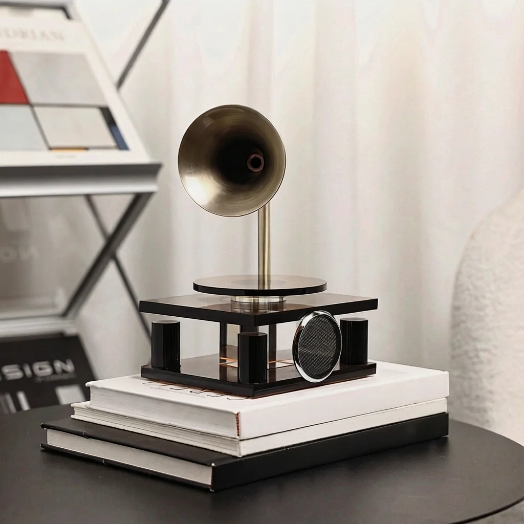Retro Italian Record Player Gramophone Desktop Decoration Model Light Luxury Living Room TV Cabinet Geometric Shapes