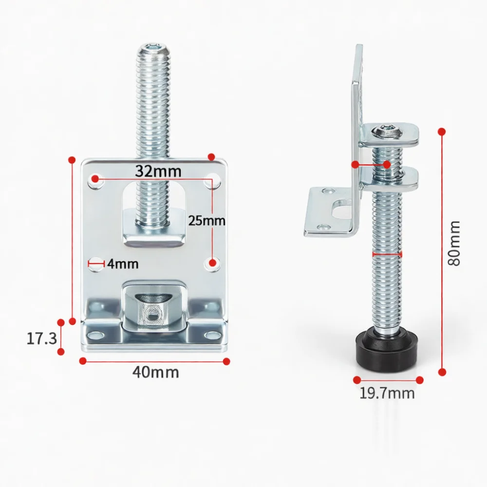 Cabinet Leveling Feet Adjustable Furniture Glide Side Mount Leg Support Carbon Steel Hardware For Wardrobe Base Setup