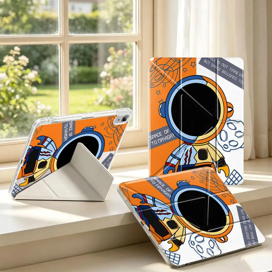 Cute Astronaut With Pen Slot Cover Tablet Case For Samsung Galaxy Tab S8 A11 S10 Lite A9 Plus S9 Plus S7 FE A8