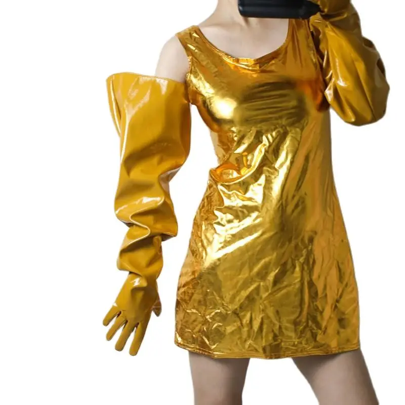 

Extra Large Long Gloves 70cm Wide Cuff Lantern Sleeve Imitation Leather White - Gardening Gloves for Men And Women WPU140