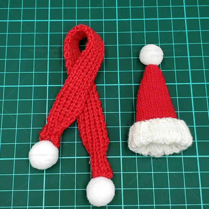 1/12 مقياس مشهد احتفالي أنثى/ذكر ملحق السنة الجديدة عيد الميلاد قبعة حمراء وشاح ل فيجما shf 6 بوصة 7 بوصة الجندي عمل الشكل #1