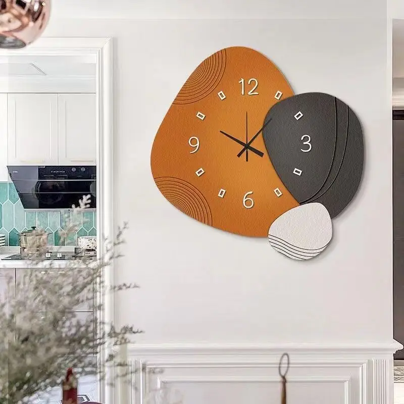 

Patchwork Wall Clock Hanging Picture Silent Bedroom Modern Wooden Creative Home Decoration Mural Wall Clocks Living Room Decor