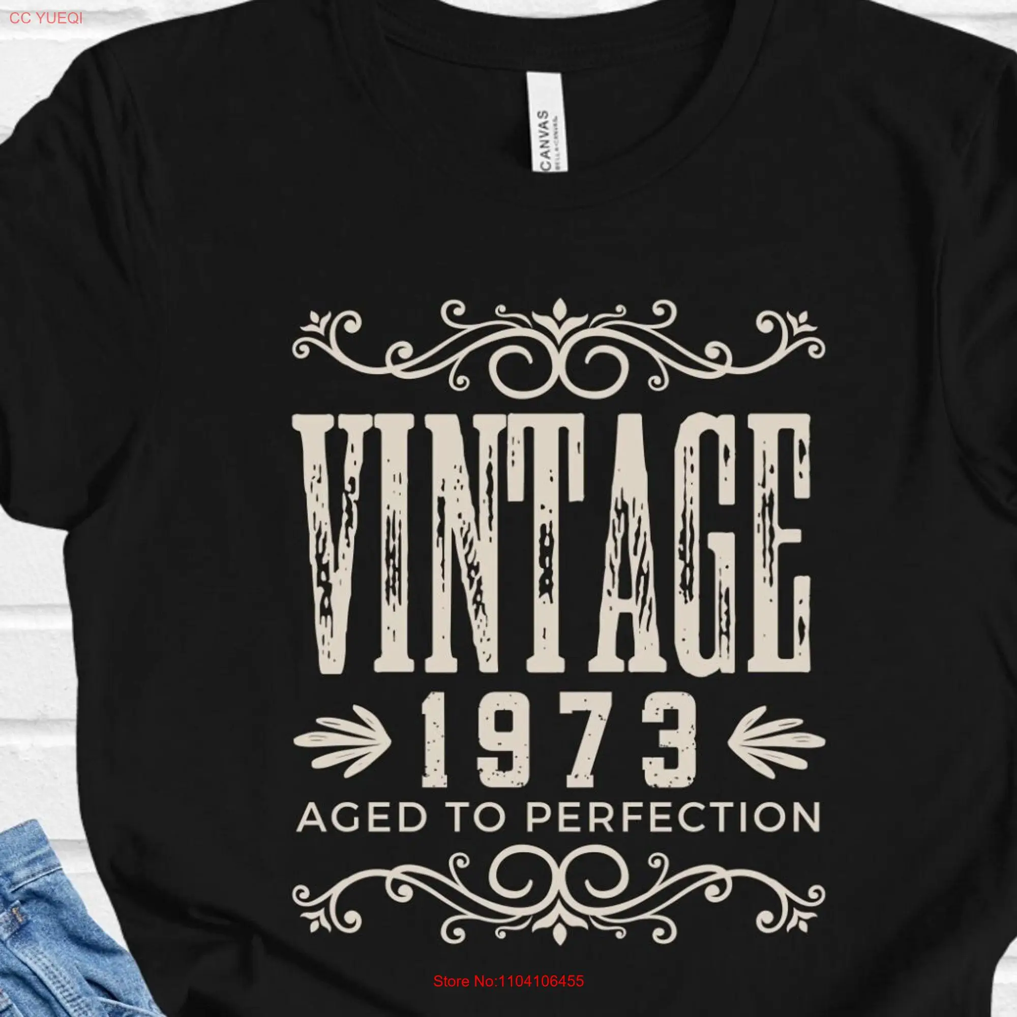 50th Birthday T Shirt Vintage Aged to Perfection 1973 Women Funny long or short sleeves