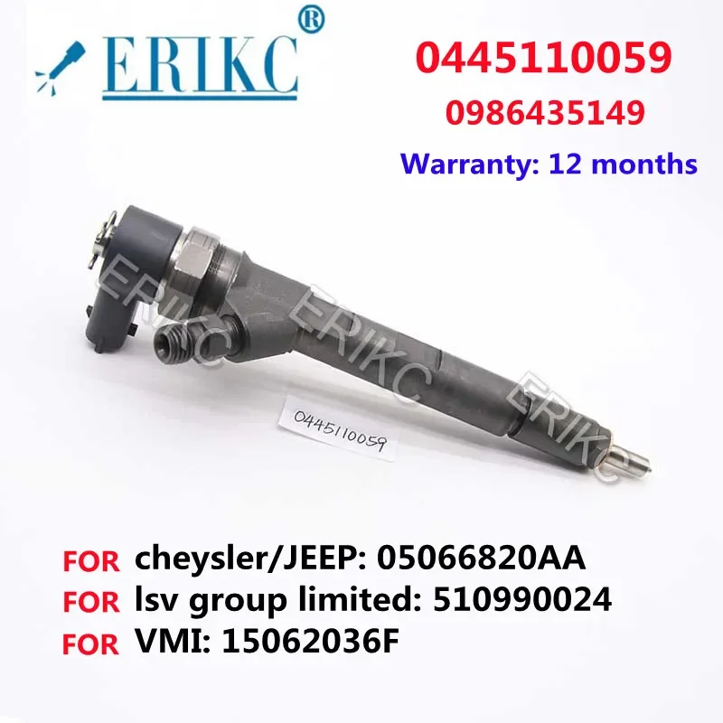 

ERIKC Original 0445110059 0 445 110 059 Common Rail Spare Parts Injector 510990024 for 5066 820AA 05066 820AA Engine