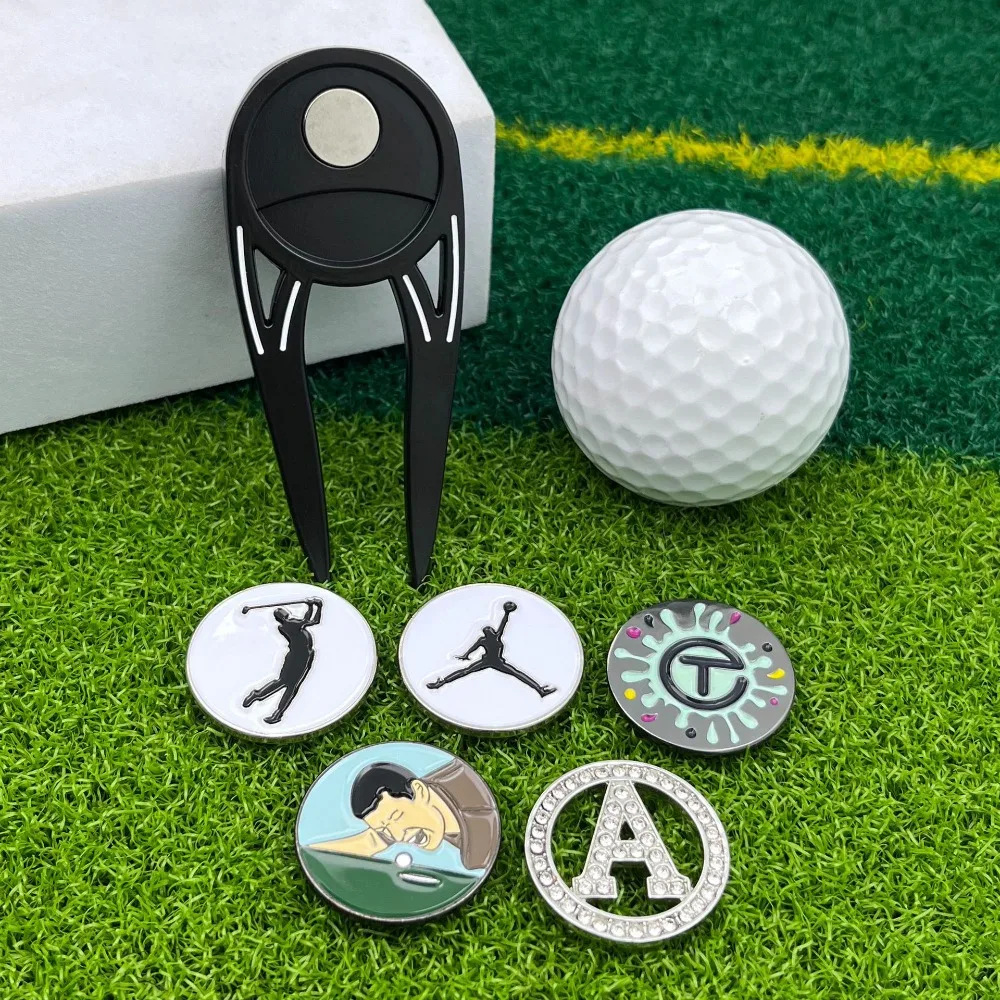 New Golf Portable Swimming Black Green Fork Set Bottle Opener Ball Fork Magnet Mark Accessories Gift Box Set Golf