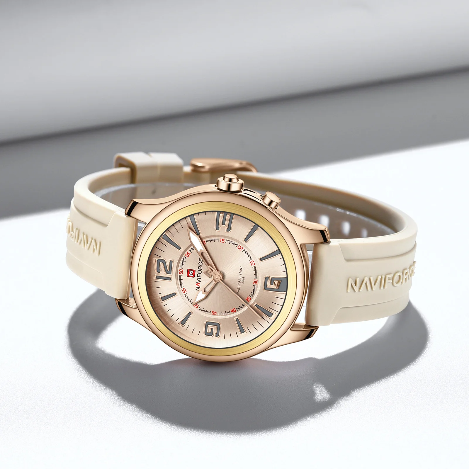 NAVIFORCE New Original Ladies Quartz Wristwatch Silicone Strap 3ATM Waterproof Watches for Women Luxury Female Gifts Clock 2025