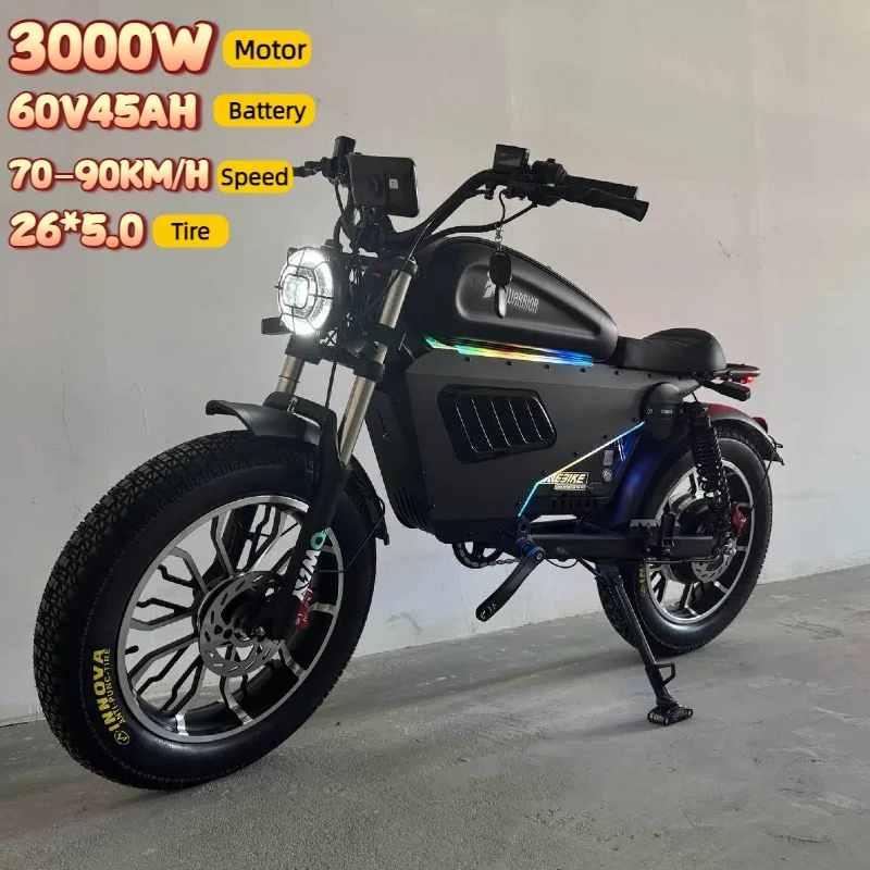 Electric off-road motorcycle 3000W large motor 60V 45AH battery all-terrain electric bicycle 20-inch tire adult mountain e-bike image 3