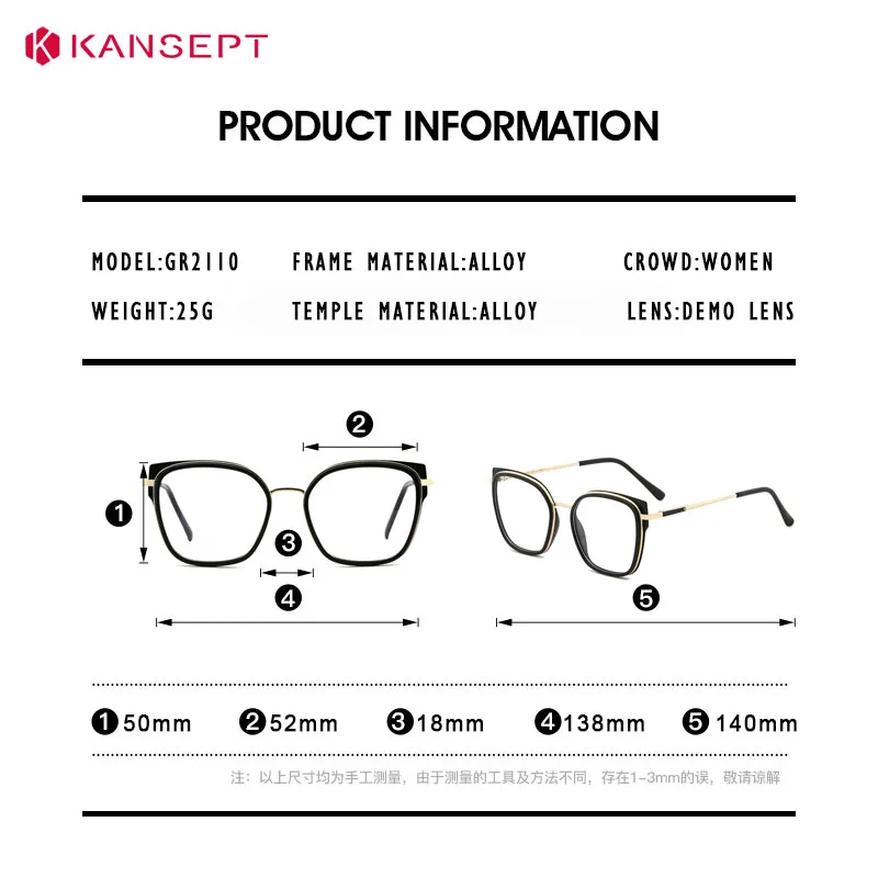 Kansept óculos de prescrição para mulheres armação de óculos de computador lentes ópticas de olho masculino mulher óculos grau