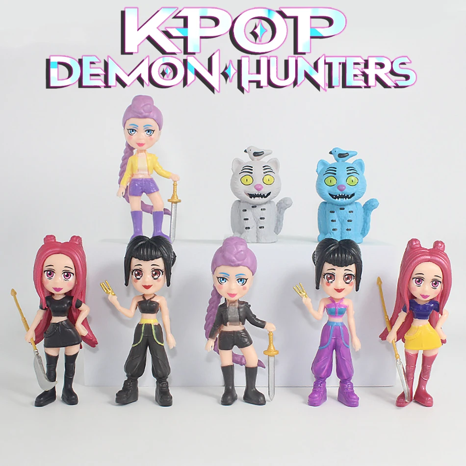 ฟิกเกอร์ Kpop Demon Hunters รุ่น Q ชุด 8 ตัว ของเล่นตุ๊กตา Derpys Tiger Rumi Mira Zoey Sussy ของสะสมสำหรับแฟนคลับ