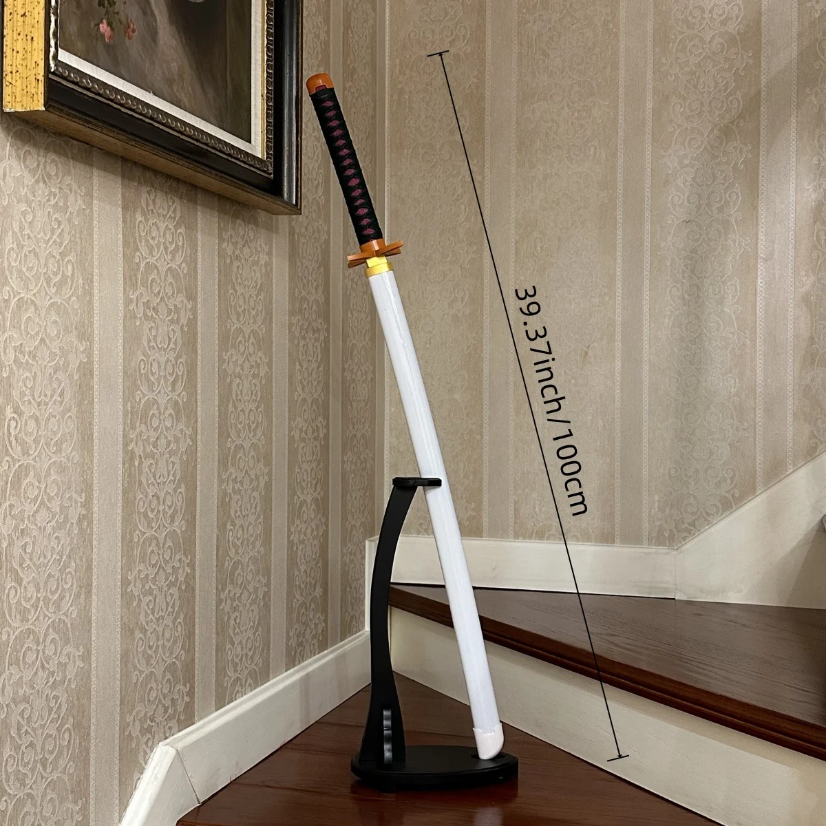 39.3inch Demon Slayer Kochou Kanae Wooden Katana Sword Original Samurai Sabre Ninja Knife Real Size Cosplay Accessories Prop Toy