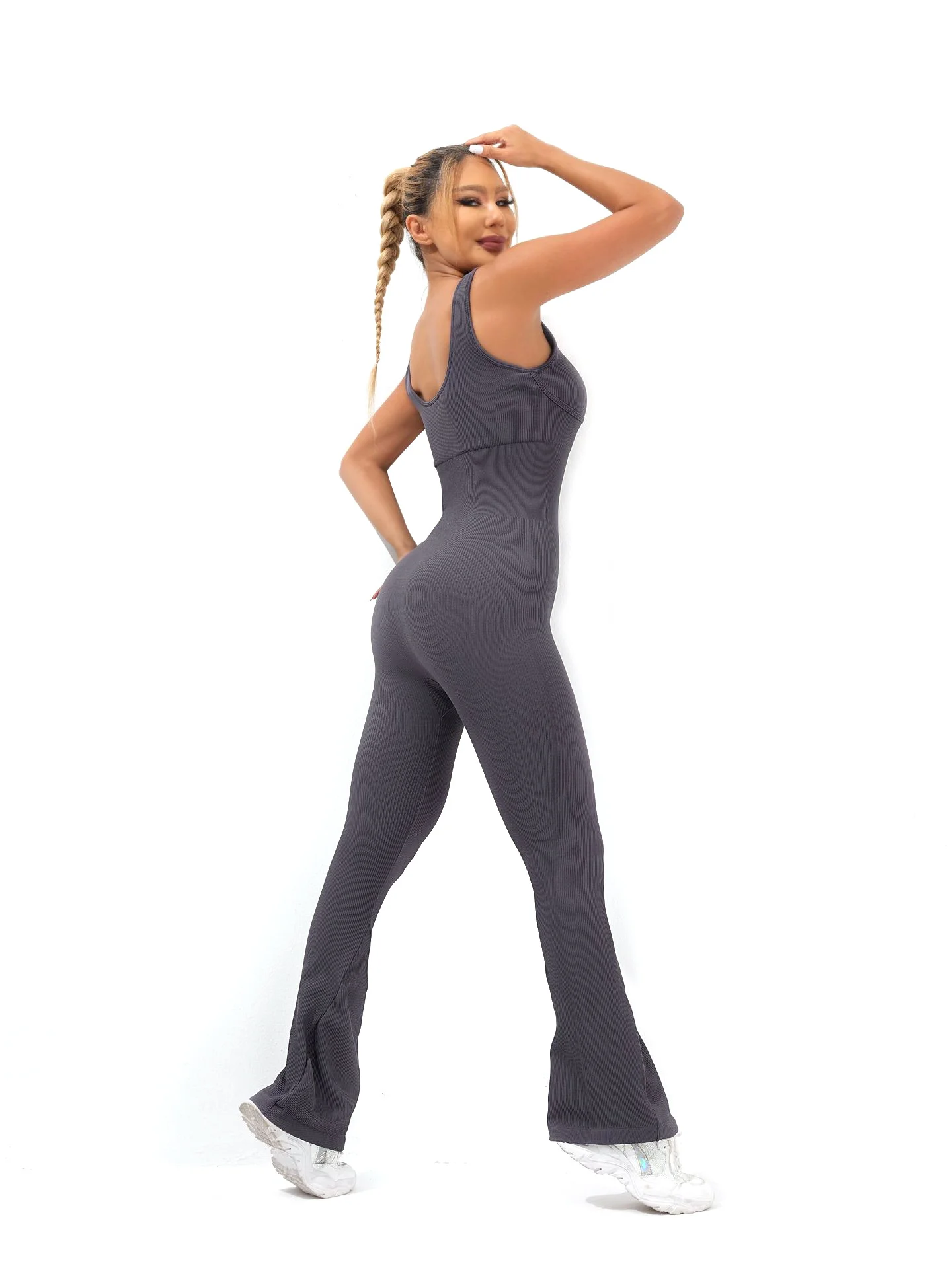 

Gym new yoga jumpsuit wide leg pants sports fitness seamless high stretch women's clothing plus size women clothing summer