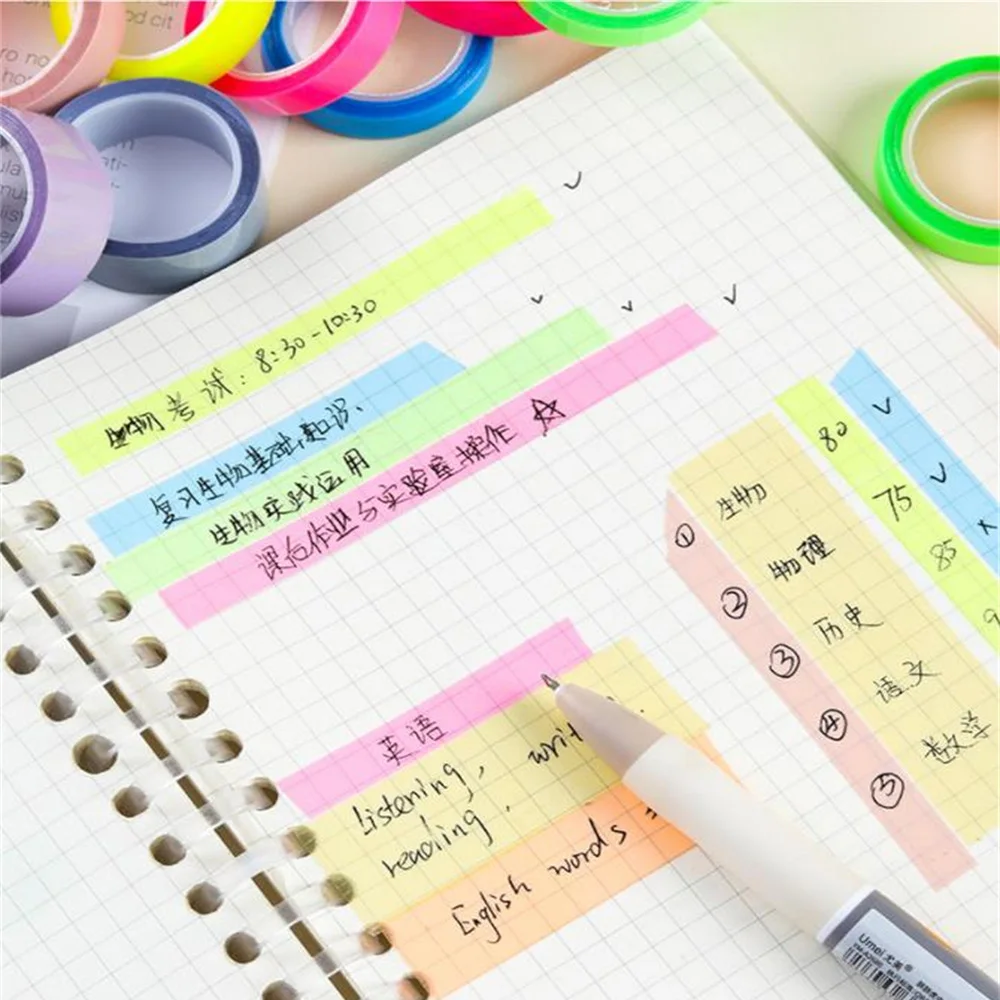 Student Note Mark 5 Colors Decorative Note Tapes Waterproof Fine Hand Account Students School Office Supplies