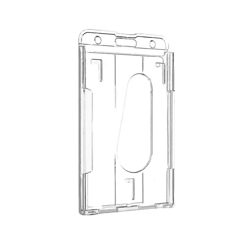 1pc ダブルバッジホルダー垂直 2 カードバッジホルダー親指スロット