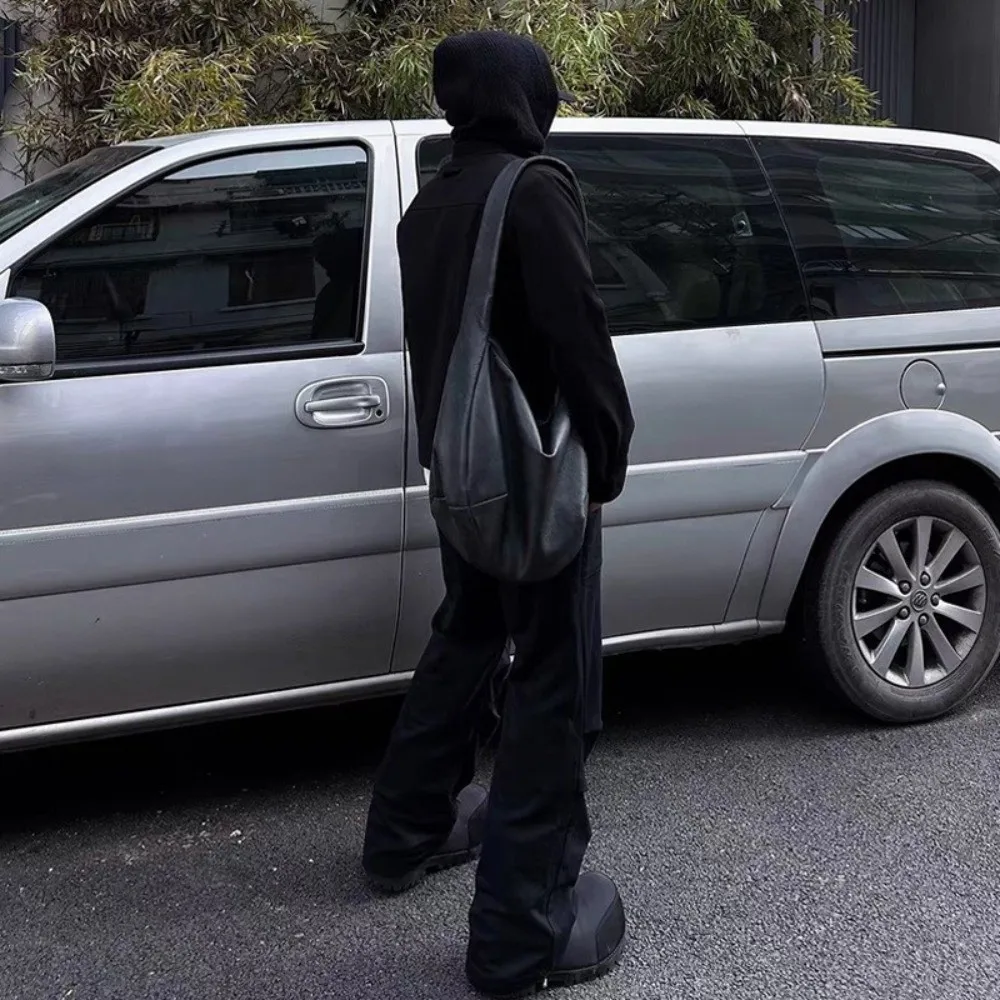 حقيبة كروس للرجال على الطراز العتيق ​ ​   بو الجلود ​ ​ حجم كبير ​ ​   حقيبة كتف مطوية حقيبة يد ذات سعة كبيرة ​ ​   للرجال والنساء