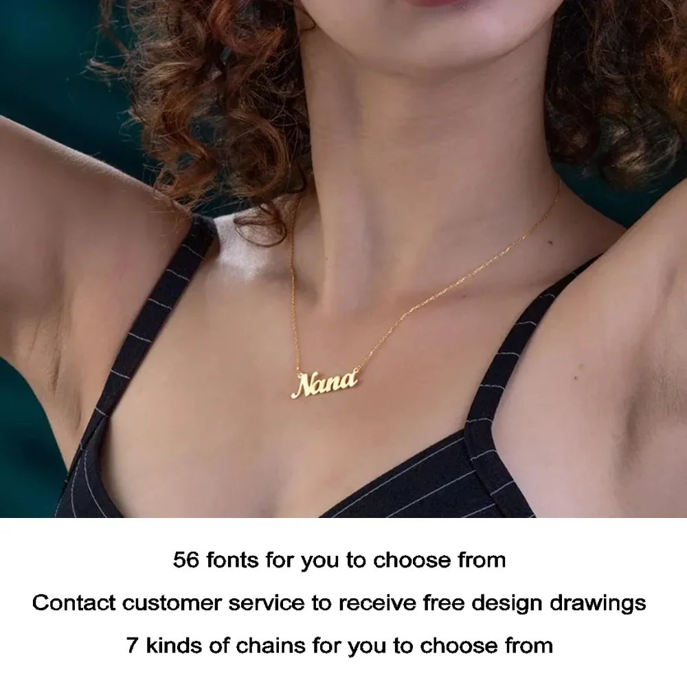 

Charming woman custom name necklace, high quality waterproof rose gold chain, wife gift necklace silver